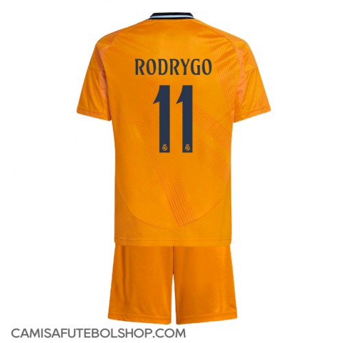 Camisa de time de futebol Real Madrid Rodrygo Goes #11 Replicas 2º Equipamento Infantil 2024-25 Manga Curta (+ Calças curtas)